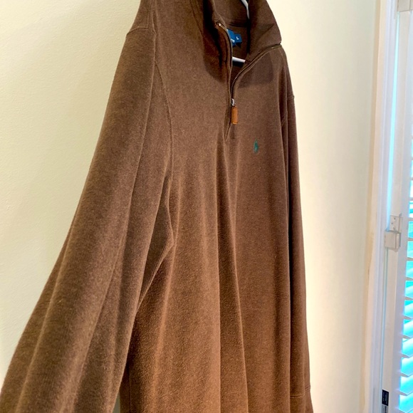 Mens Brown Polo Quarter-zip Sweater - Picture 3 of 7